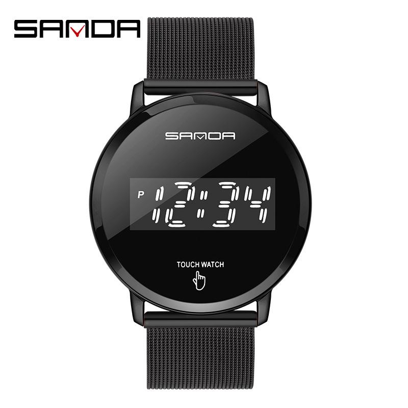 Sanda Touchscreen LED-Uhr mit Doppelschnalle Netzarmband - Modell 8007 für Damen