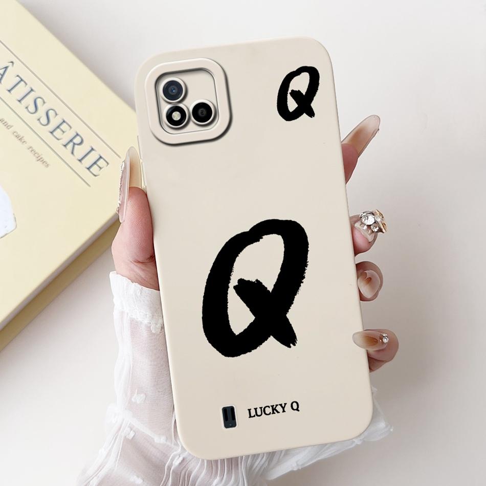 For Realme C11 (2021) Lucky Initial Letter Phone Case For Realme C11 2021 2020 RMX3231 RMX2185 Soft Silicone Shockproof Cases