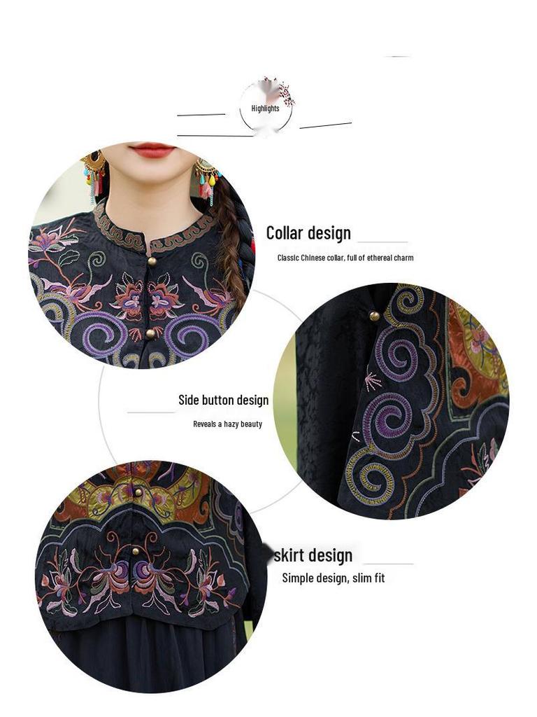 Women's Retro Yunnan Embroidered Sleeveless Cardigan Vest