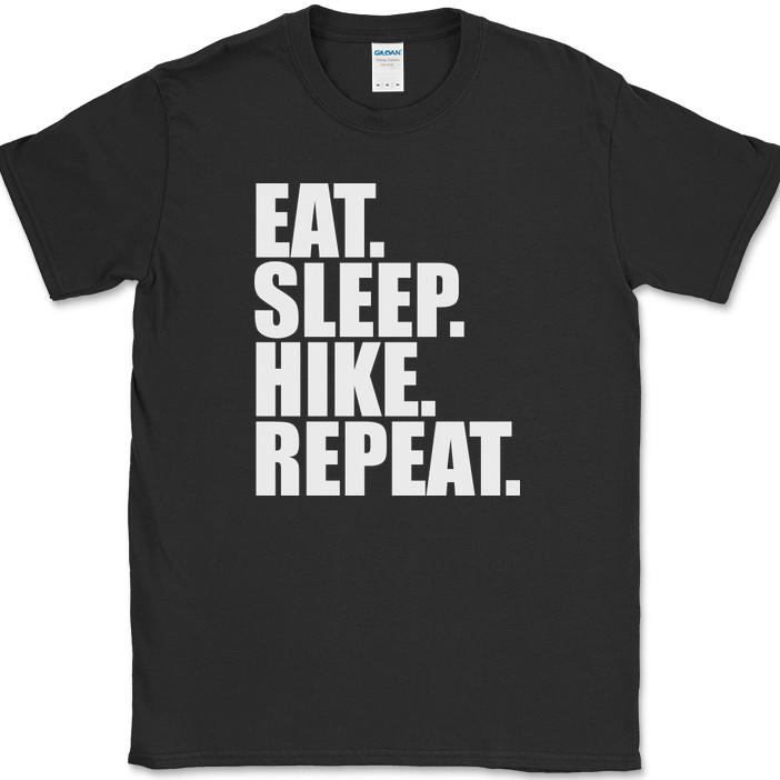 

Eat Sleep Hike Repeat T-Shirt Funny Hiking Climbing Outdoors Gift Tee S