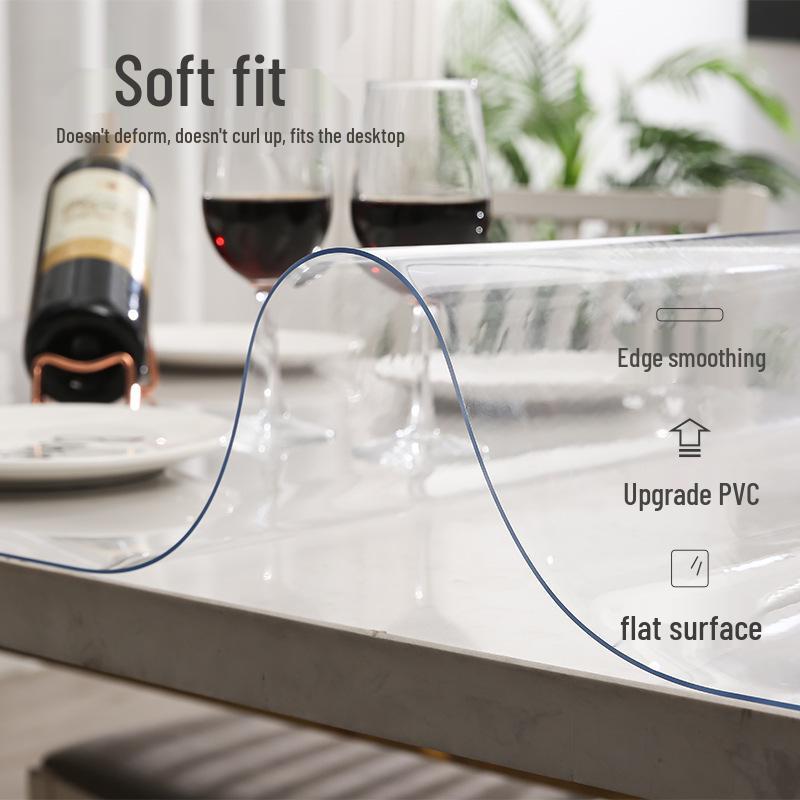Transparent PVC Waterproof Table Mat: Oilproof, Heat-Resistant, Soft Glass, Wash-Free for Dining and Coffee Tables