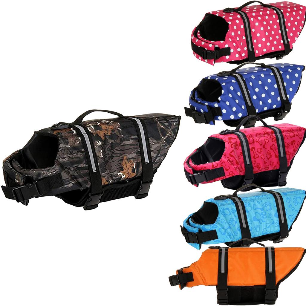 Gilet de sauvetage pour chien de grande et petite taille, haute flottabilité, rayures réfléchissantes, maillot de bain