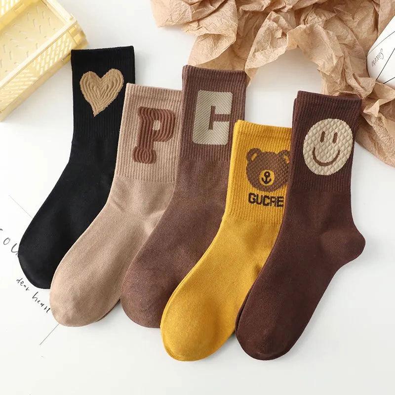 Korean Style Bowknot Ladies Mid-Calf Piled Socks for Autumn and Winter
