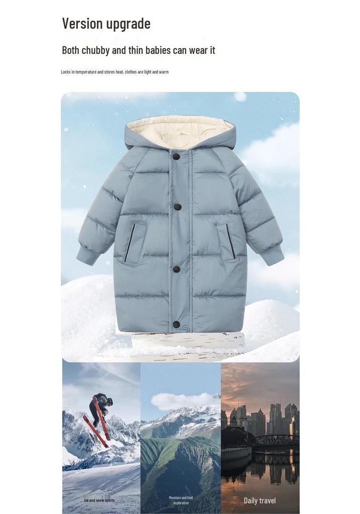Kids' Mid-Length Winter Cotton Jacket for Boys & Girls - Korean Style