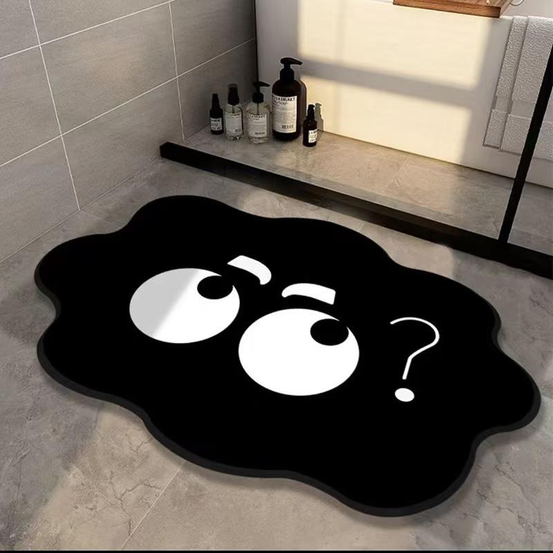 Black Soot Ball Diatomaceous Earth Anti-Slip Bathroom Mat - Absorbent, Quick-Drying, Wear & Stain Resistant Foot Pad