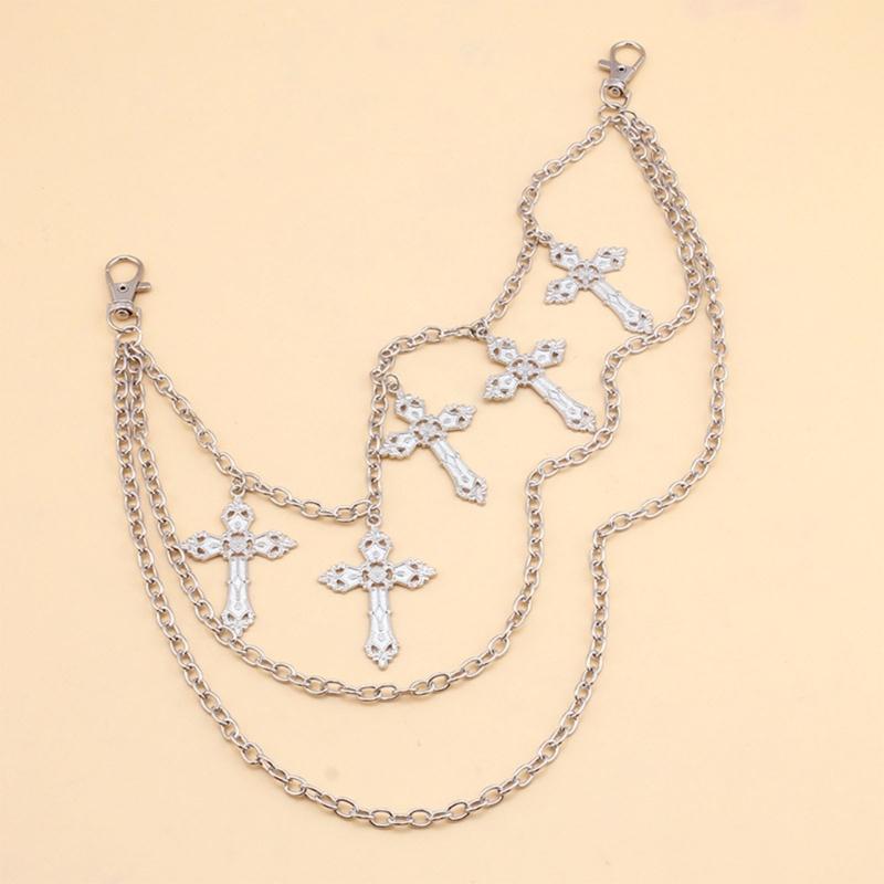 Multi-layer Hip Hop Punk Chain for Jeans Trousers Crosses Pendant Skirt
