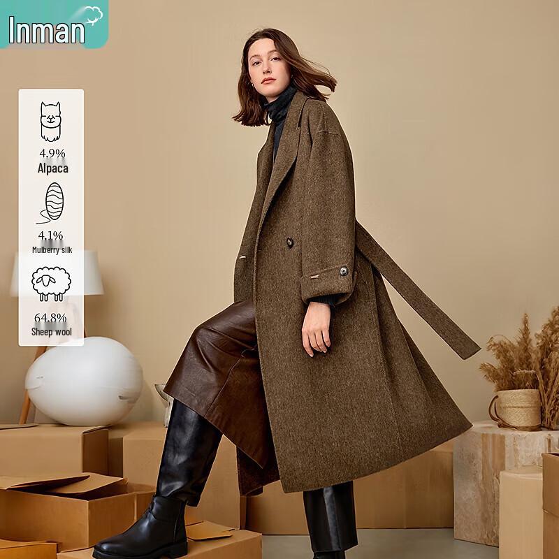 Inman Women's Alpaca Wool Blend Double-Faced Long Coat
