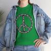 Floral Design Peace Sign T-Shirt Nuclear Disarmament Green