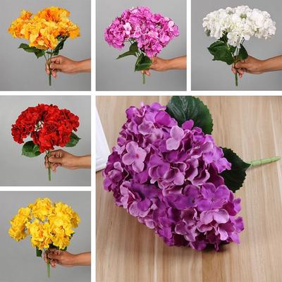 Dekorative 5 Köpfe Künstliche Hortensienblume Seide DIY Falscher Hortensienstrauß Brautstrauß Hochzeit Blumengesteck