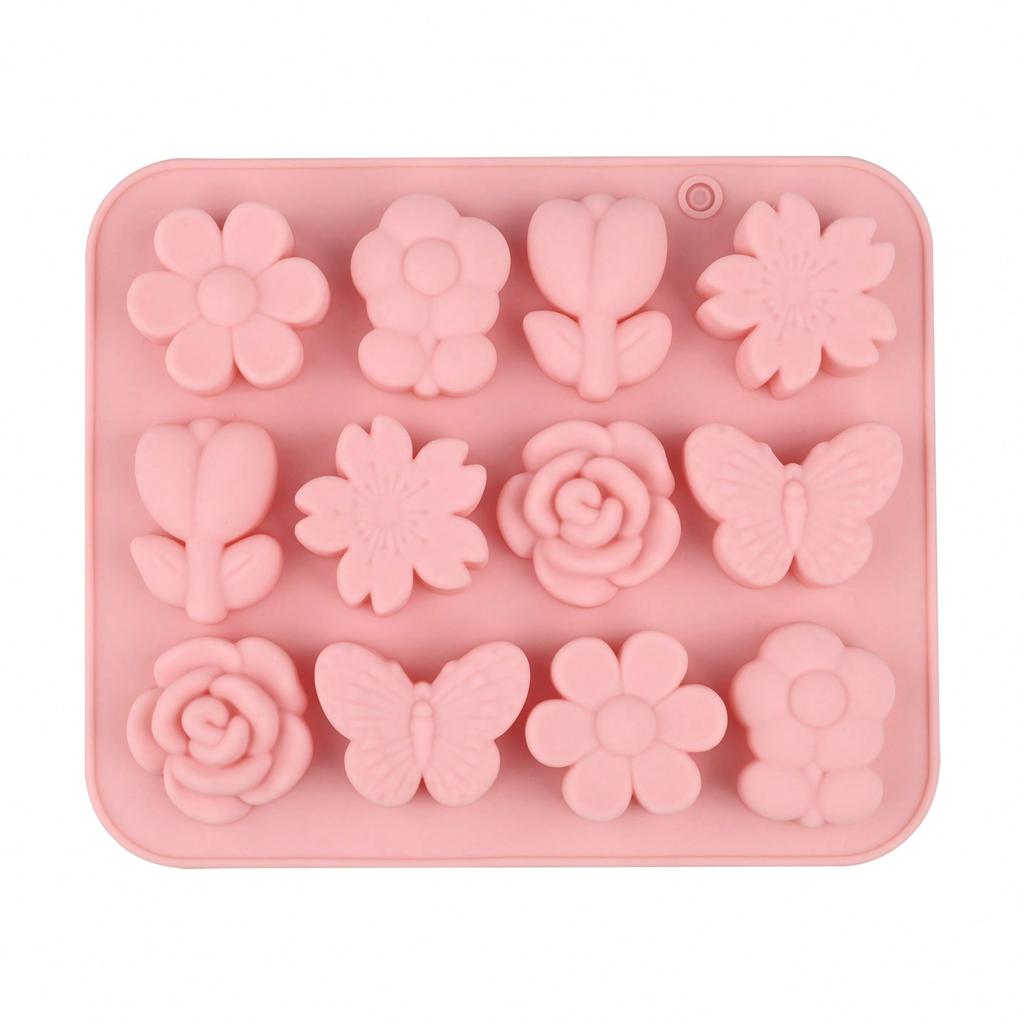 Flower Theme Chocolate Gummy Mold Silicone,Reusable Silicone Candy Molds,for Chocolate Baking,Ice Cube Trays,and Cupcake