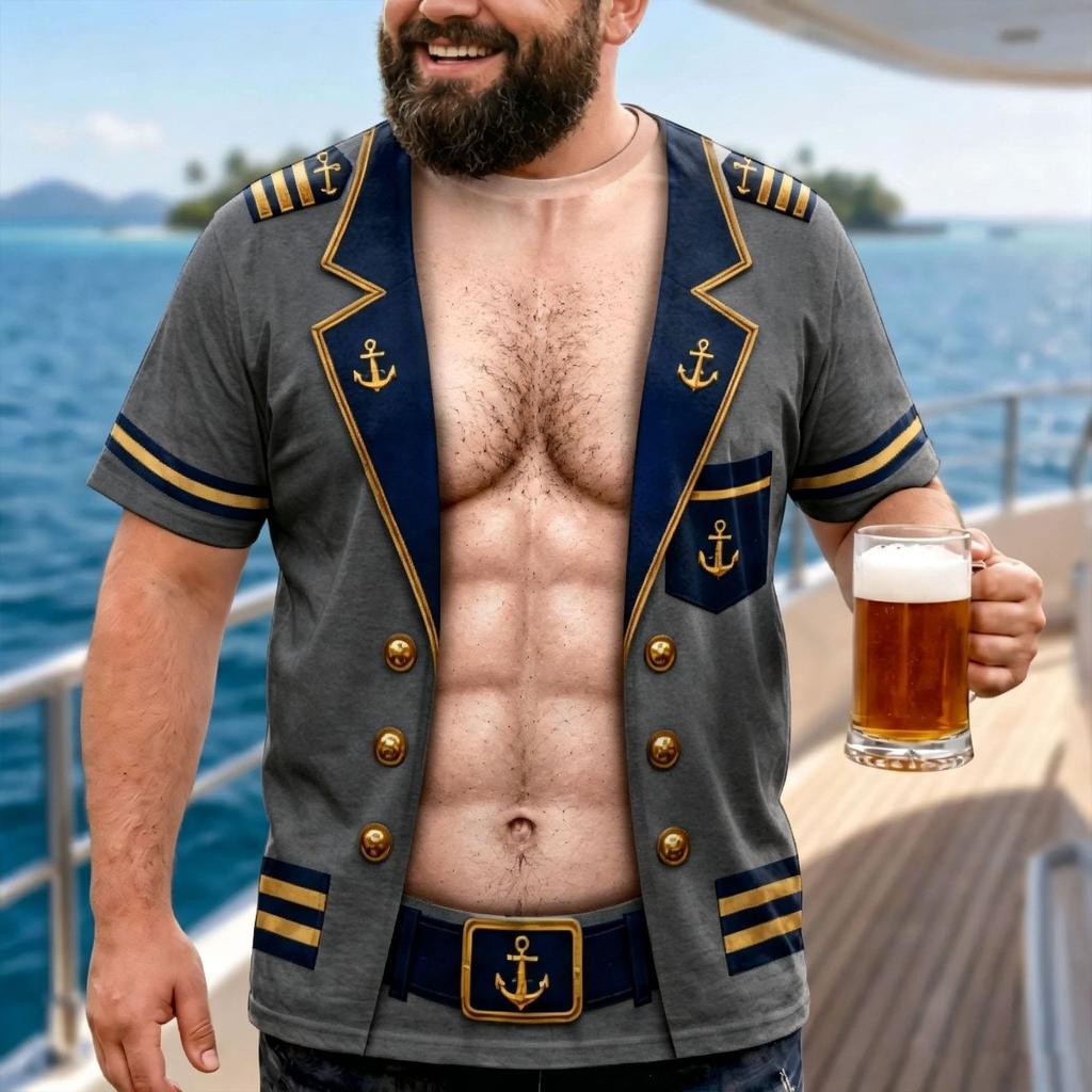 T-shirt a maniche corte da Capitano Nautico, Per Divertimento alla Festa in Barca