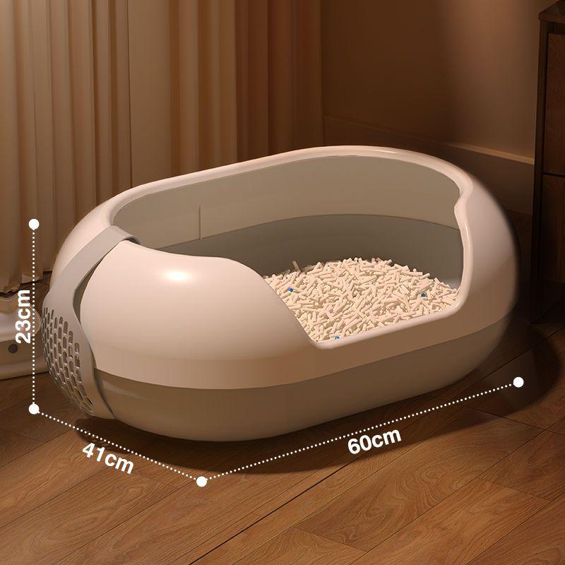 Extra Large Semi-Enclosed Cute Kitten Litter Box with Anti-Splash and Odor Control Default