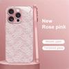 Pink Lace Pattern Pink Metallic Paint Tempered Glass Phone Case For iPhone 11 12 13 14 15 16 17 Pro Max Plus 16E 17Air Cover