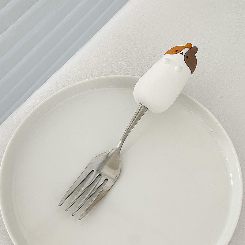 Cute Cartoon 304 Stainless Steel Children's Spoon & Fork Set - Anti-Fall & Durable Baby Tableware