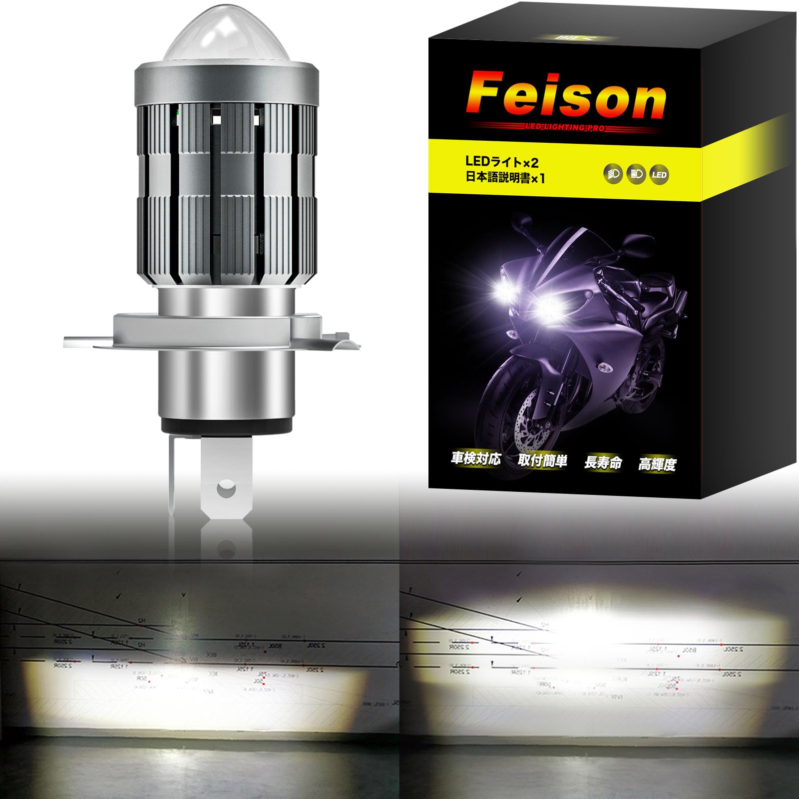 Проектор Feison H4 HS1 для мотоциклов, светодиодная фара, переключение HI/LO, 15 Вт, 4000 лм, белый