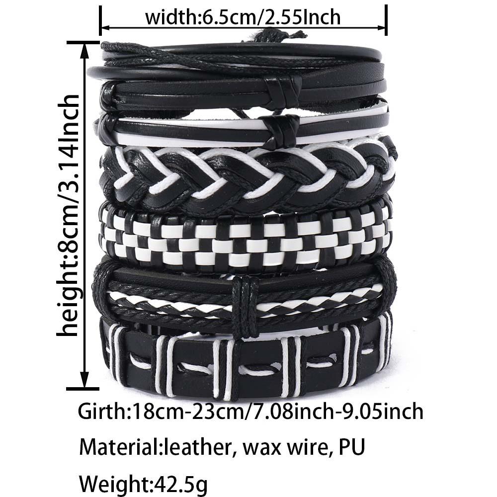 Foreign trade new street hip-hop style adjustable leather woven hand rope set, cross-border men's DIY leather bracelet