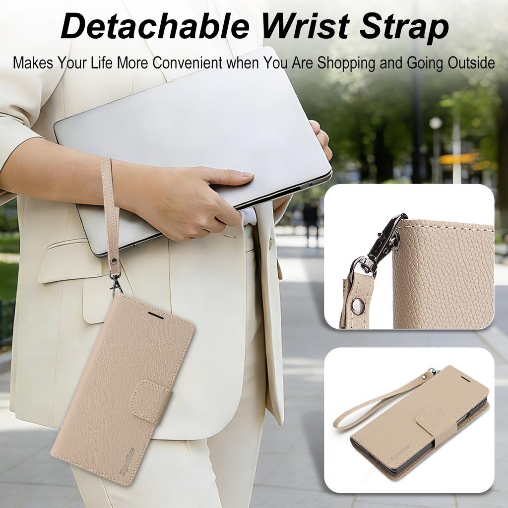 Detachable Leather Case for Samsung Galaxy Z Fold 7 ZFold 6 5 4 3 RFID Blocking Multiple Card Holder Wallet Phone Cover+Lanyard