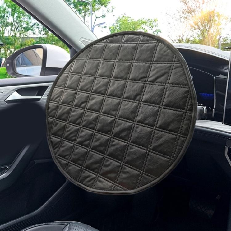 Parked Car Steering Wheel Cover, Soft Quilted Sun Cover, Foldable 43 cm Accessory for Daily Drivers in Warm Weather