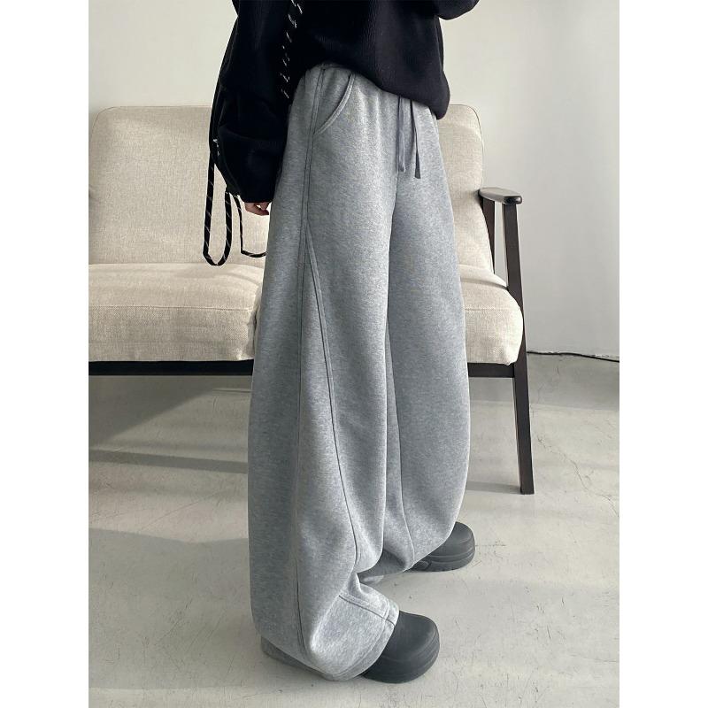 

Жіночі бананові штани з високою посадкою на осінь та зиму Вільні та універсальні на кулісці Повсякденні спортивні широкі штанини S сірий колір