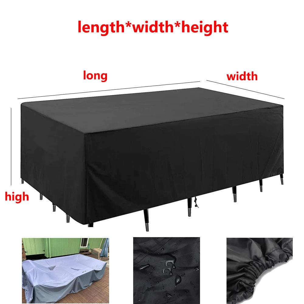 135Size Outdoor Furniture Cover Set, 210D Heavy Duty Waterproof Material, Table & Chair Cover, Patio Rain, Snow & Dust Resistant