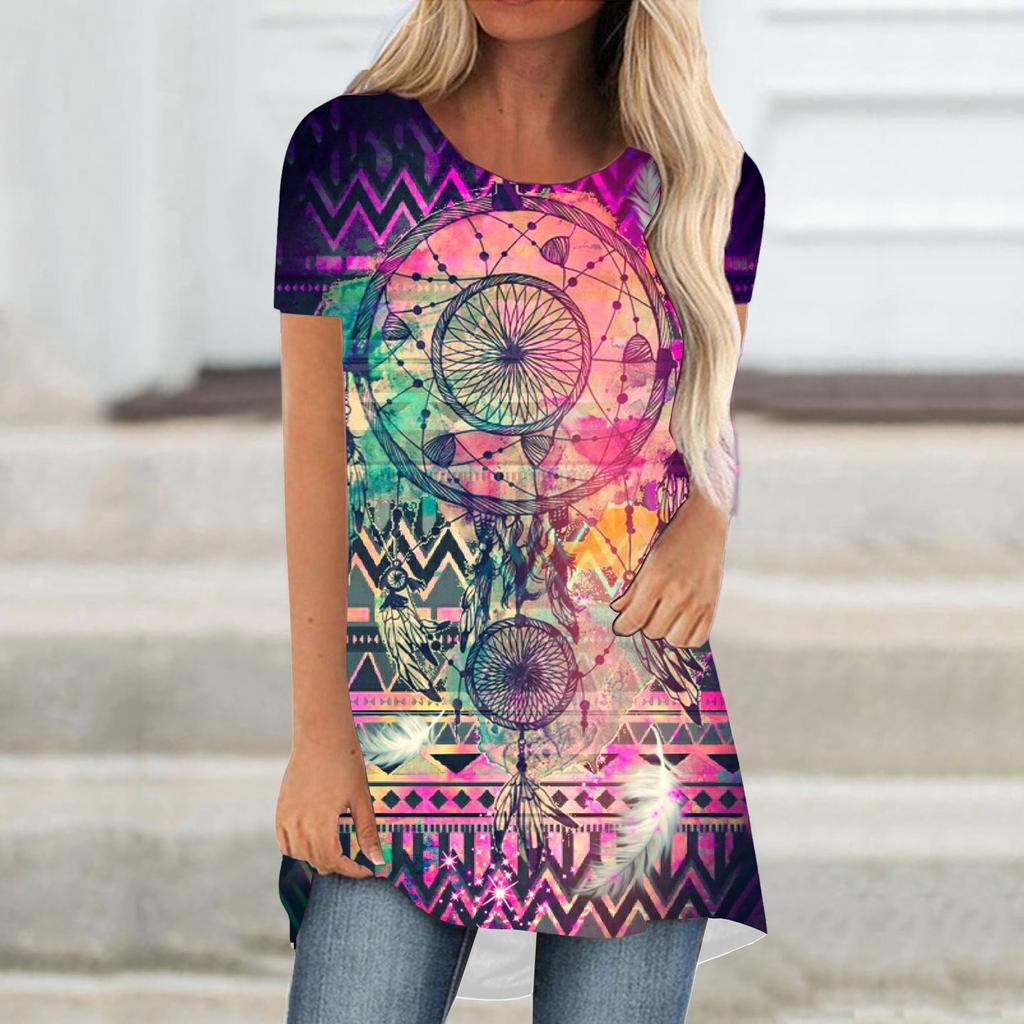 Indian Galaxy Dream Catcher 3D Print T-Shirts Women Streetwear Short Sleeve T Shirt Oversized Tunic Y2K Tops Tees Woman Clothing