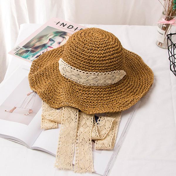 Sun Hat Children Summer Lace-up Straw Hat Chic Small Fresh Hand-woven Summer Beach Hat