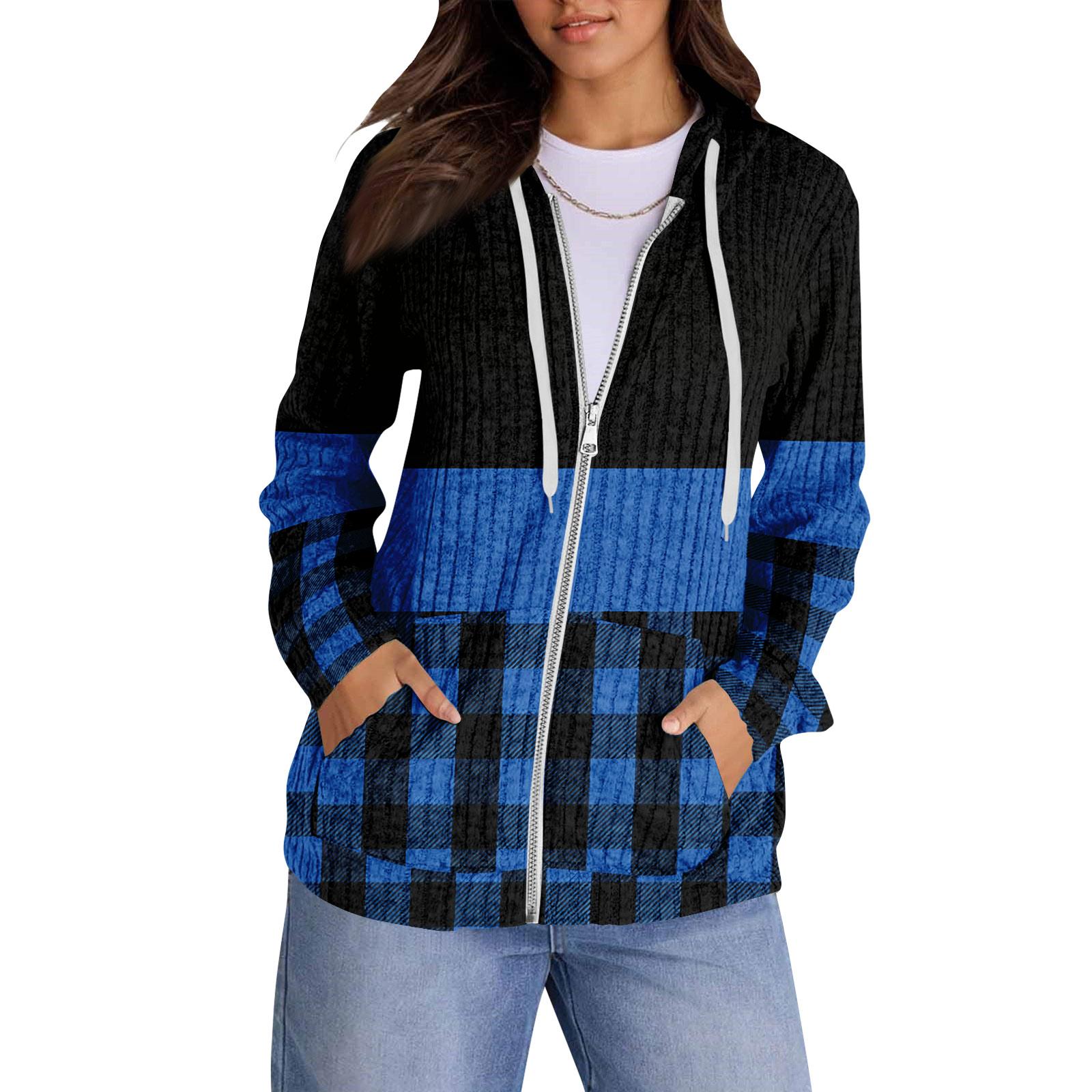 

Толстовки с капюшоном для женщин, модные топы, повседневная осенняя мода, свитшот с длинным рукавом и карманами, легкий пуловер M синий