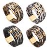 Bracelet for Women  Multi-layer Leopard Pattern Leather Rope Magnetic Clasp Bangles Female Gift CDN