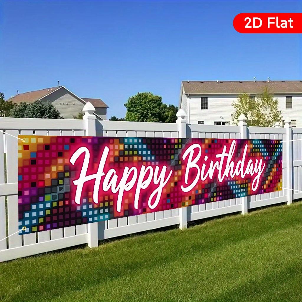 Large Happy Birthday Banner, Colorful Background Design, 17.7x78in Polyester Party Wall Art Backdrop