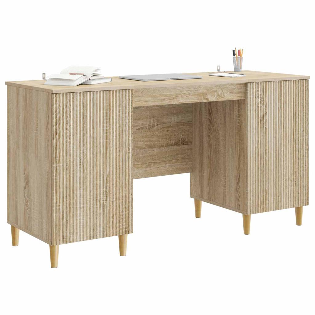 Desk Sonoma Oak Finish 142.5 x 50 x 75 cm Engineered Wood