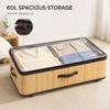 60L Under Bed Storage with Wheels, Pack of 2, 23cm Height, Natural