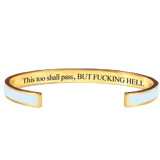 Nostalgie This Too Shall Pass Mantra Cuff Bracelet, Adjustable Engraved Motivational Bangle Hidden Information Inspirational Encouragement Jewelry