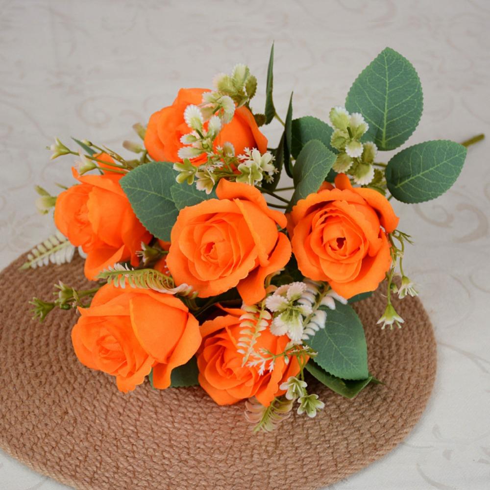 7 Heads Real Happy Flower 8 Colors Mini Natural Simulated Rose Photography Photo Gift Rose Flowers Decorative Home Decorative