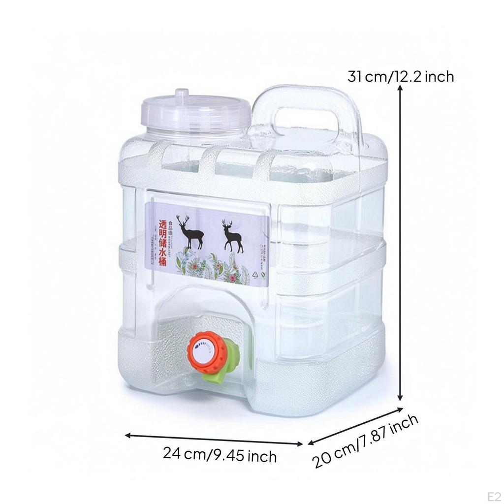 Portable Water Tank with Handle Transparent Bucket Spigot Square for Campers, Journeyers,