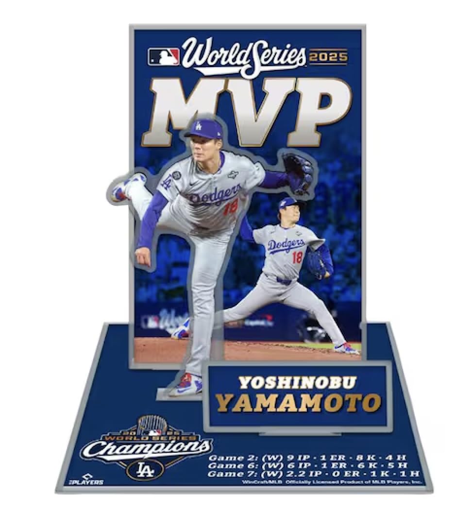 

Yoshinobu Yamamoto Acrylic Stand, Los Angeles Dodgers, 2025 World Series MVP Commemorative Limited Edition, 10cm Tall, Acrylic Stand [Parallel Import]