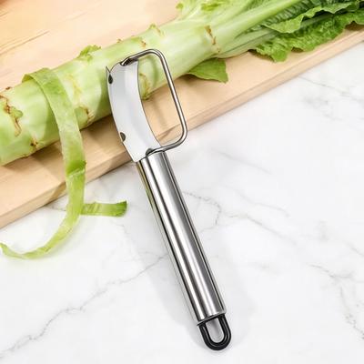 Stainless Steel Stem Lettuce Peeler, Curved Blade Vegetable Peeler for Celery Kohlrabi, Ergonomic Cutter with Hanging Hole