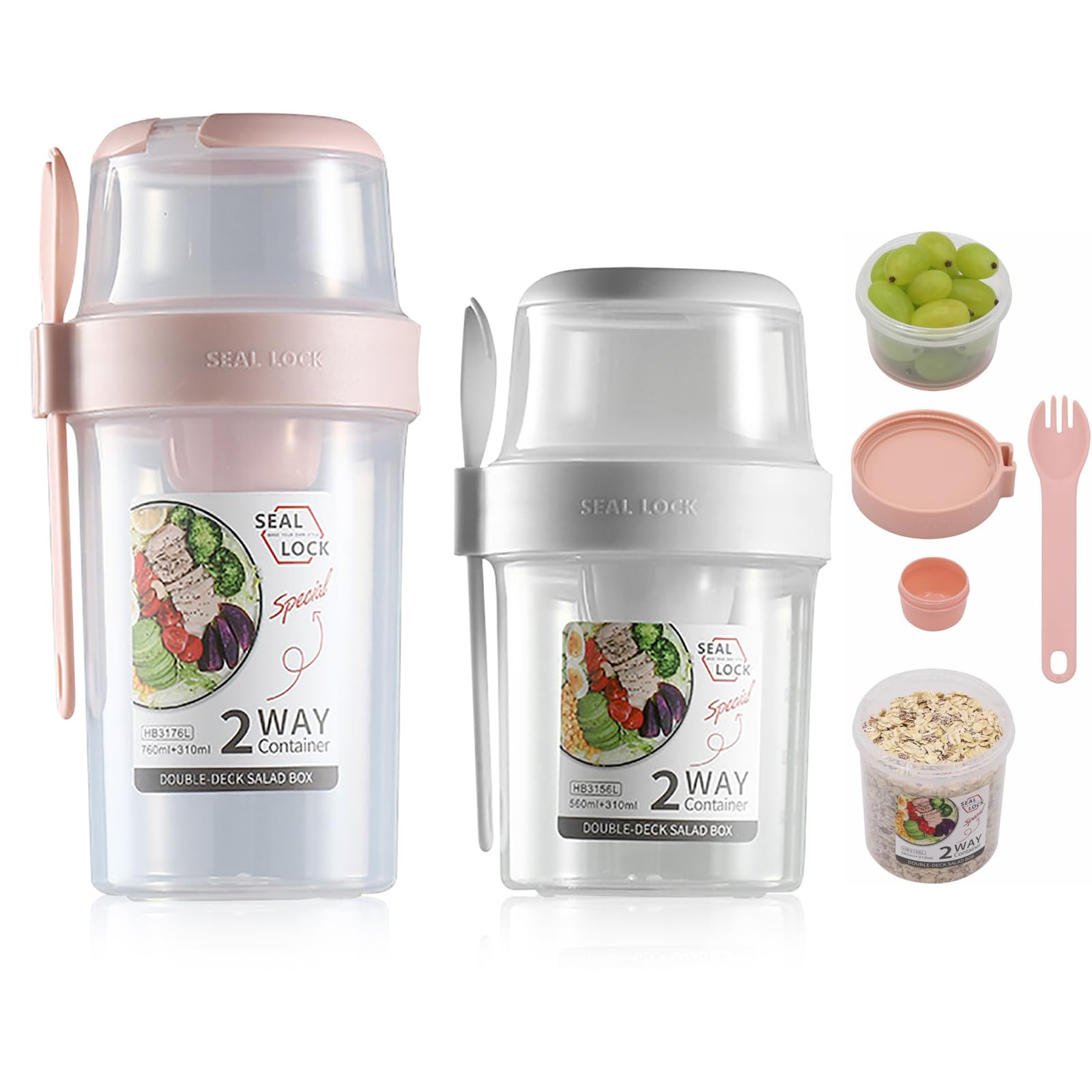 

TeamSky Bento Box, Salad Cup, Salad Pot, Separated Dressing Container with Fork, Bento Cup Set with Sauce Cup, Salad Container, Lunch Jar, Food