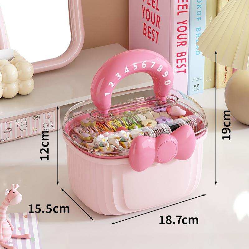 Girl Hair Accessories Storage Box Portable Makeup Organizer Jewelry Storage Box for Hair Ties Hairpin Earring Bracelet Necklace