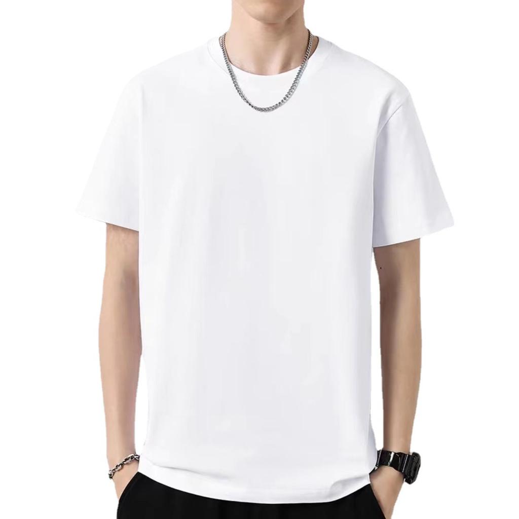 Manufacturer Men'S Short Sleeve T-Shirt Medium Green Trend Casual Versatile Loose Half Sleeve Solid Color Bottom Shirt