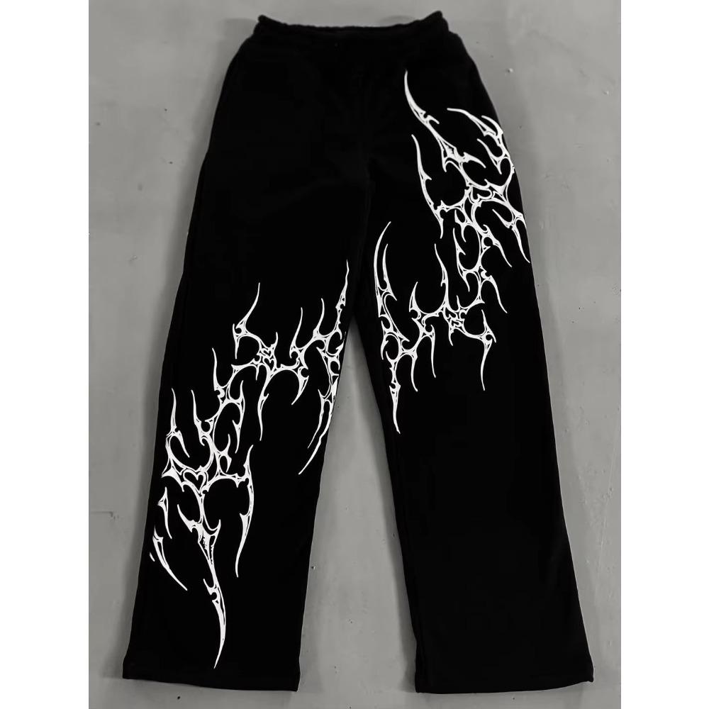 Summer Fashion Retro Gothic Retro Printed Hip hop Sports Casual Pants Hip hop Street Wear Loose Pants S