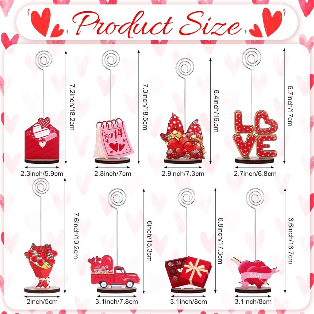 8 Pcs Valentine's Day Place Card Holder Valentines Table Centerpiece Decor Table Number Holders Valentine Table Memo Sign Picture Menu Clips for