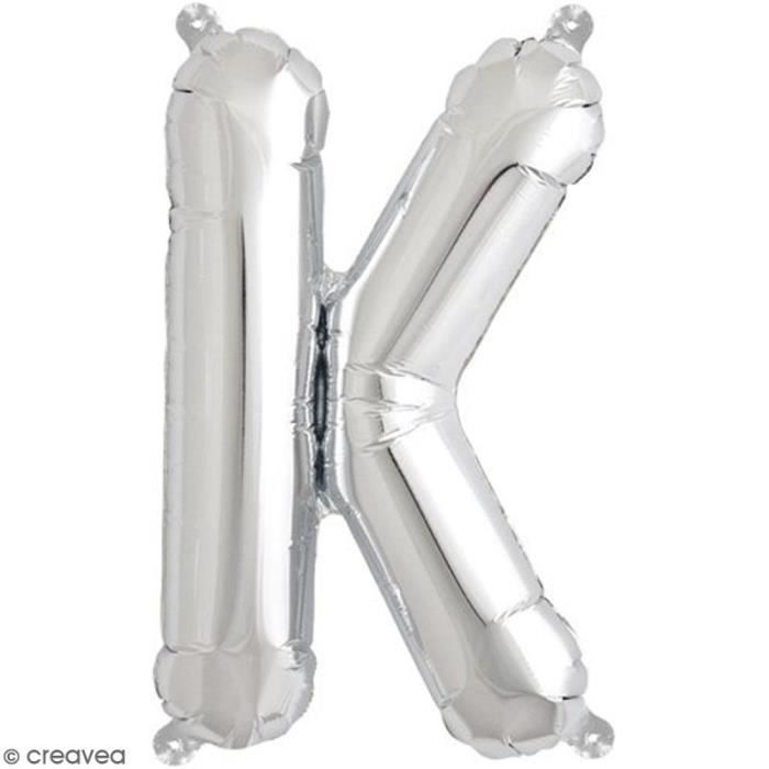 Ballon Lettre K - Rico Design - Argenté - Aluminium - Décoration de fête - 1 pce