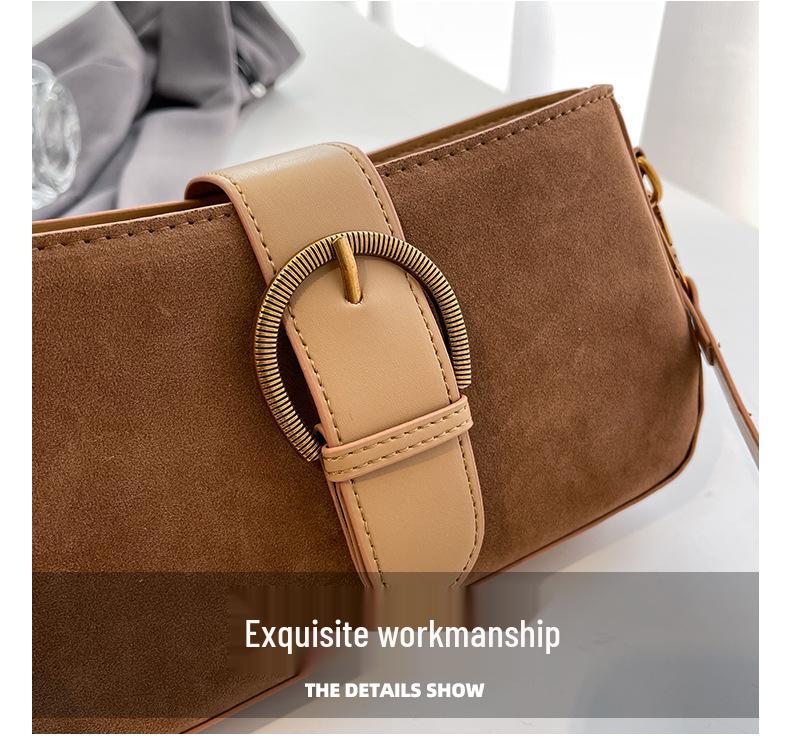 Retro Handbag: Niche Design Frosted Shoulder/Crossbody Bag
