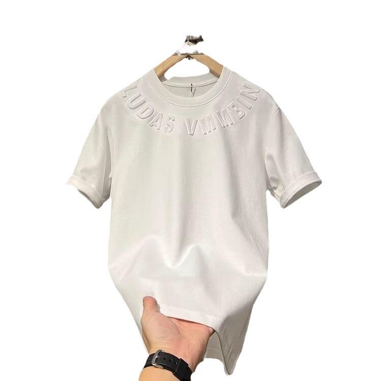 Herrenmode Kurzarm-T-Shirt, 2024 Trendiger lockerer Schnitt mit einfachem Druck.