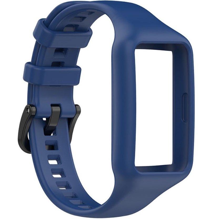 Silicone Strap with Case for Huawei Band 6, Navy Blue
