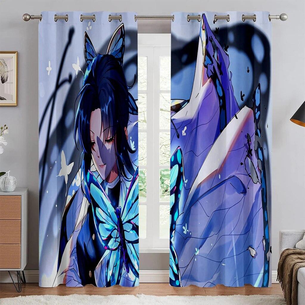Cartoon Hot Blood Anime Print Curtains, Suitable For Boys And Girls Bedrooms, Office Kitchens, Living Room Decoration Curtains