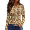 Women's Fashion Hem Slit Casual Halloween Printed Round Neck Long Sleeve Top