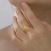 Delicate Lotus Open Ring for Women Stainless Steel Adjustable Thin Band Finger Ring for Casual Daily Wear Gift for Mom
