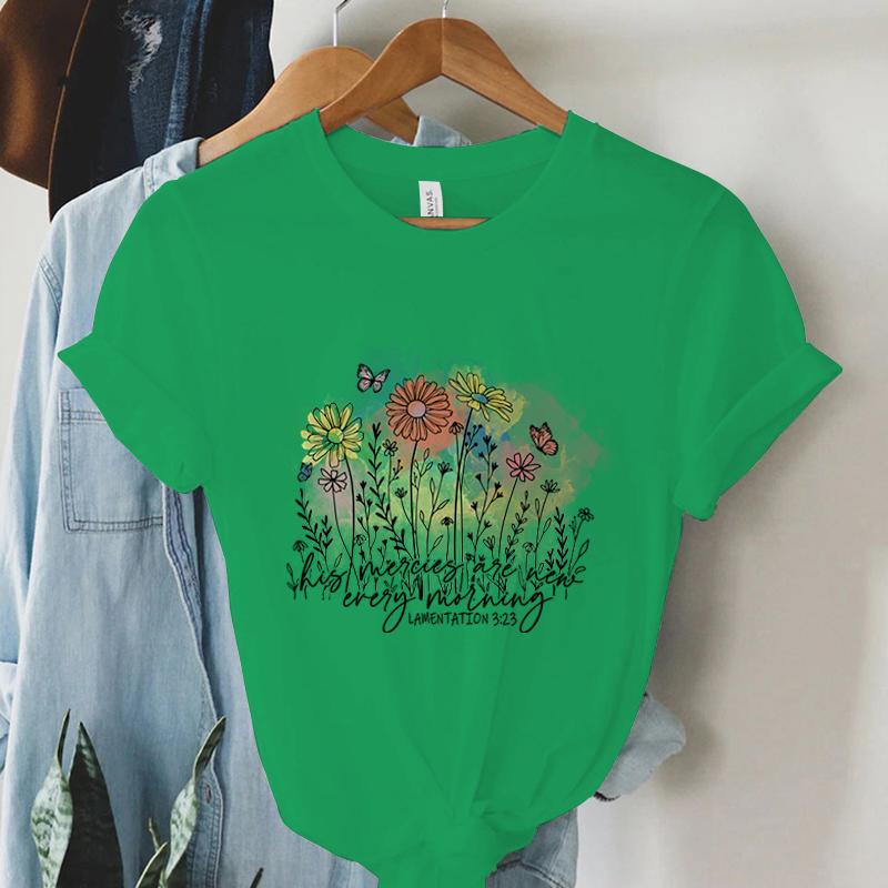 Women Christian Tshirt His Mercies Are Everty Lamentation 323 Print T Shirt Vintage Bible Verse Shirt Religious Faith Tshirt