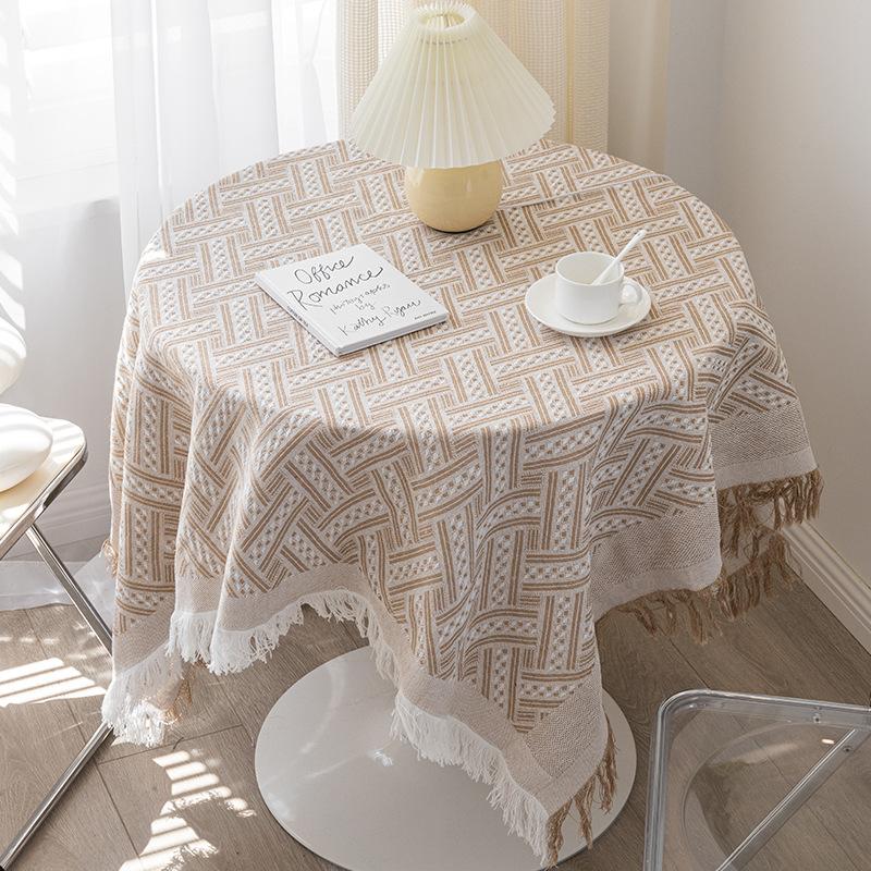 Round Tablecloth, Cotton and Linen Tablecloth, Coffee Table Cloth, Tablecloth Decoration, Home Table Mat, Camping